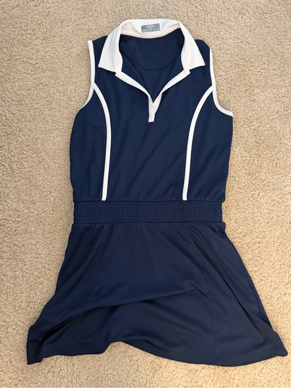 Callaway Navy One-Piece Swim Dress with White Trim